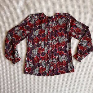 Vintage 1980s paisley/houndstooth blouse